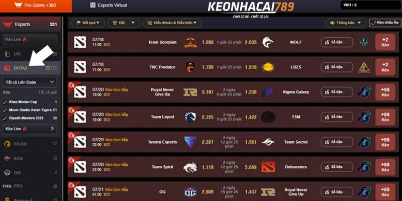 cược Dota 2